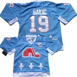 Jerseys Factory Cheap Nordiques #19 Joe Sakic Light Blue CCM Thr