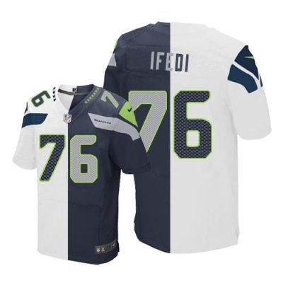 Jerseys Factory Cheap Nike Seahawks #76 Germain Ifedi White/Stee