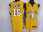 Jerseys Factory Cheap Lakers #16 Pau Gasol Embroidered Yellow Ch