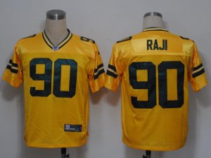 Jerseys Factory Cheap Packers #90 B.J. Raji Yellow Stitched NFL