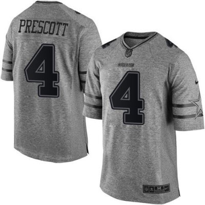 Jerseys Factory Cheap Nike Cowboys #4 Dak Prescott Gray Men's St