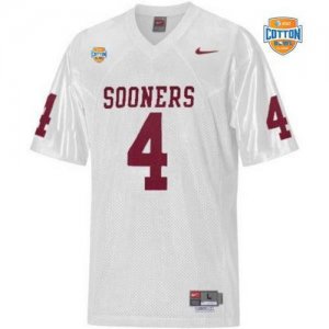 Jerseys Factory Cheap Sooners #4 White AT&T Cotton Bowl Embroide