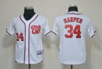 Jerseys Factory Cheap Nationals #34 Bryce Harper White Cool Base