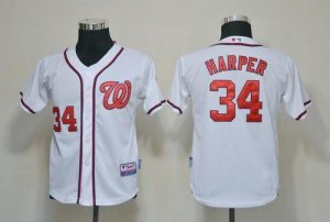 Jerseys Factory Cheap Nationals #34 Bryce Harper White Cool Base