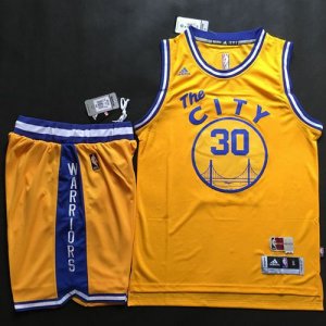 Jerseys Factory Cheap Warriors #30 Stephen Curry Gold Throwback