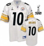 Jerseys Factory Cheap Steelers #10 Santonio Holmes White Super B