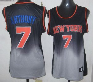 Jerseys Factory Cheap Knicks #7 Carmelo Anthony Black/Grey Women