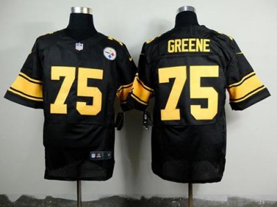 Jerseys Factory Cheap Nike Steelers #75 Joe Greene Black(Gold No