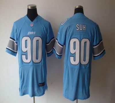 Jerseys Factory Cheap Nike Lions #90 Ndamukong Suh Blue Team Col