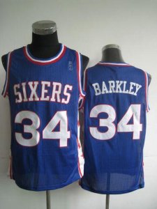Jerseys Factory Cheap 76ers #34 Charles Barkley Blue Throwback S