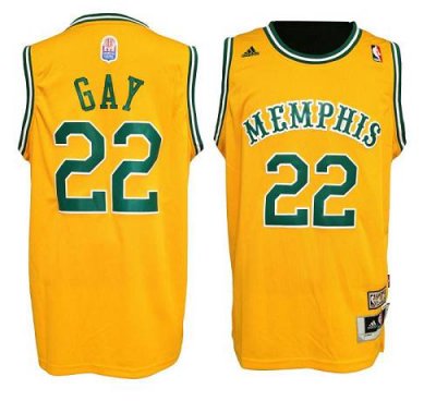 Jerseys Factory Cheap Grizzlies #22 Rudy Gay Yellow Hardwood Cla
