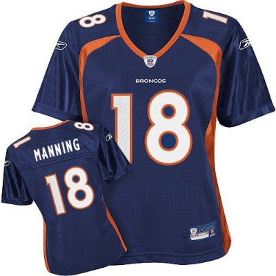 Jerseys Factory Cheap Broncos #18 Peyton Manning Blue Women's Te