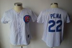 Jerseys Factory Cheap Cubs #22 Carlos Pena White Blue Strip Wome