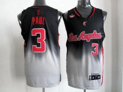 Jerseys Factory Cheap Clippers #3 Chris Paul Black/Grey Fadeaway