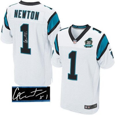 Jerseys Factory Cheap Nike Panthers #1 Cam Newton White With 20T