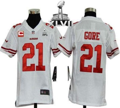 Jerseys Factory Cheap Nike 49ers #21 Frank Gore White With C Pat