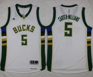 Jerseys Factory Cheap Bucks #5 Michael Carter-Williams White Sti