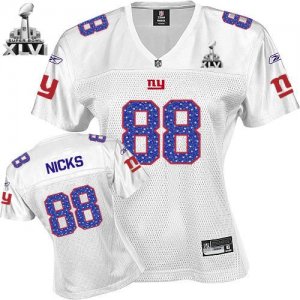 Jerseys Factory Cheap Giants #88 Hakeem Nicks White Women's Swee
