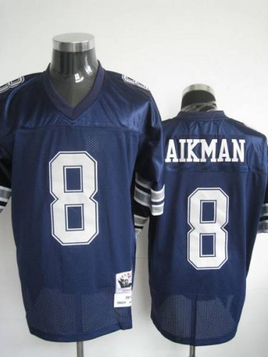 Jerseys Factory Cheap Mitchell & Ness Cowboys #8 Troy Aikman Blu