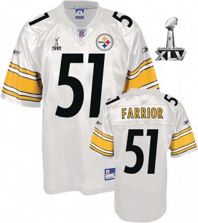 Jerseys Factory Cheap Steelers #51 James Farrior White Super Bow