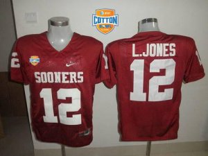 Jerseys Factory Cheap Sooners #12 Landy Jones Red AT&T Cotton Bo