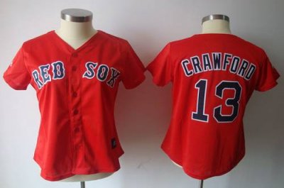 Jerseys Factory Cheap Red Sox #13 Carl Crawford Red Women's Fash