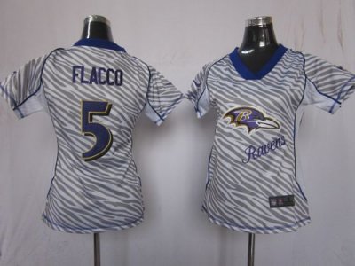 Jerseys Factory Cheap Nike Ravens #5 Joe Flacco Zebra Women's Em