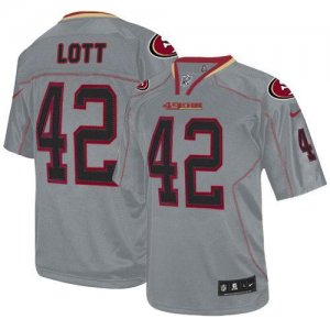 Jerseys Factory Cheap Nike 49ers #42 Ronnie Lott Lights Out Grey