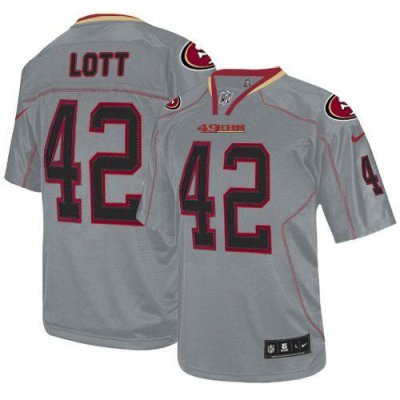 Jerseys Factory Cheap Nike 49ers #42 Ronnie Lott Lights Out Grey