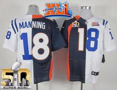 Jerseys Factory Cheap Nike Colts #18 Peyton Manning Navy Blue/Wh