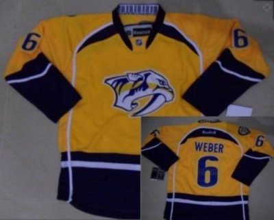 Jerseys Factory Cheap Predators #6 Shea Weber Yellow Embroidered