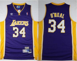 Jerseys Factory Cheap Lakers #34 Shaquille O'Neal Purple Throwba