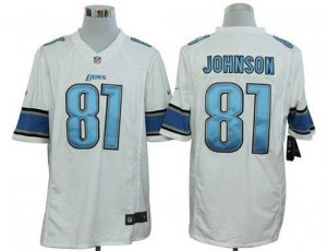 Jerseys Factory Cheap Nike Lions #81 Calvin Johnson White Men's