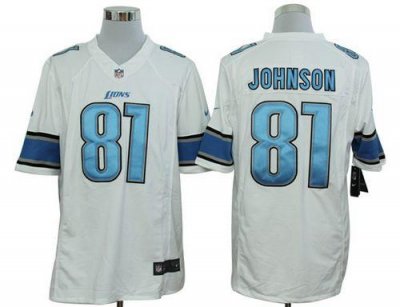 Jerseys Factory Cheap Nike Lions #81 Calvin Johnson White Men's