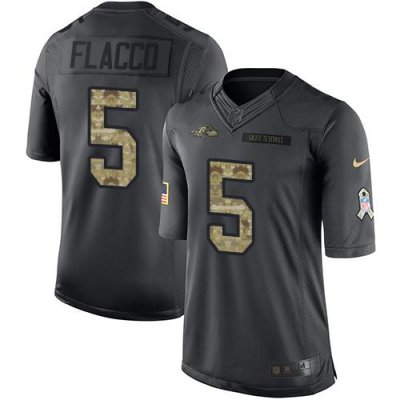 Jerseys Factory Cheap Nike Ravens #5 Joe Flacco Black Men's Stit