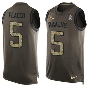 Jerseys Factory Cheap Nike Ravens #5 Joe Flacco Green Men's Stit