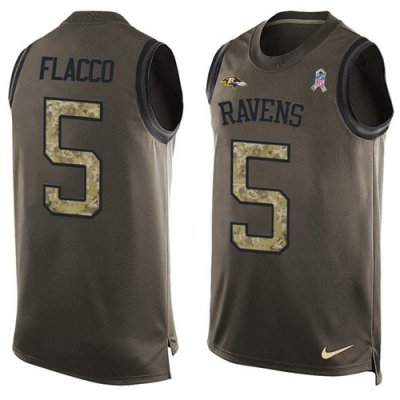 Jerseys Factory Cheap Nike Ravens #5 Joe Flacco Green Men's Stit
