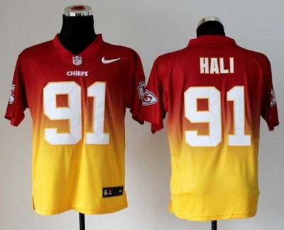 Jerseys Factory Cheap Nike Chiefs #91 Tamba Hali Red/Gold Men's