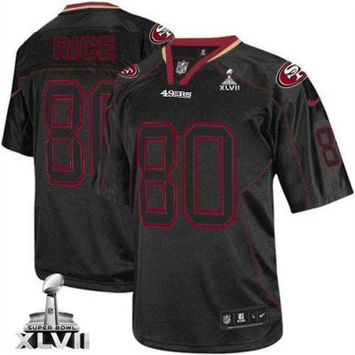 Jerseys Factory Cheap Nike 49ers #80 Jerry Rice Lights Out Black