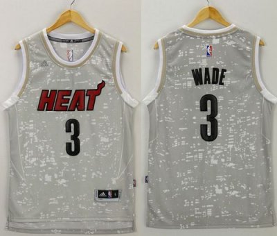 Jerseys Factory Cheap Heat #3 Dwyane Wade Grey City Light Stitch