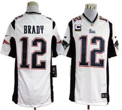 Jerseys Factory Cheap Nike Patriots #12 Tom Brady White With C P