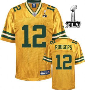 Jerseys Factory Cheap Packers #12 Aaron Rodgers Yellow Bowl Supe