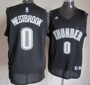 Jerseys Factory Cheap Thunder #0 Russell Westbrook Black/White S