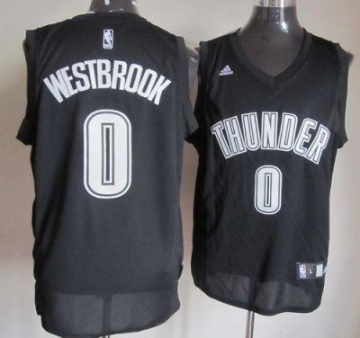 Jerseys Factory Cheap Thunder #0 Russell Westbrook Black/White S