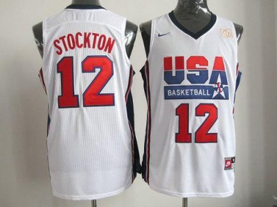 Jerseys Factory Cheap Nike Team USA #12 John Stockton White 2012
