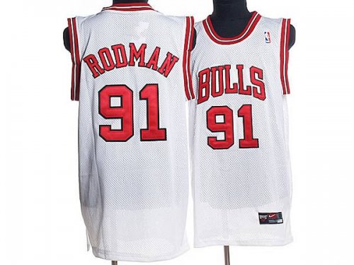 Jerseys Factory Cheap Bulls #91 Dennis Rodman Embroidered White