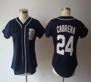 Jerseys Factory Cheap Tigers #24 Miguel Cabrera Navy Blue Women'