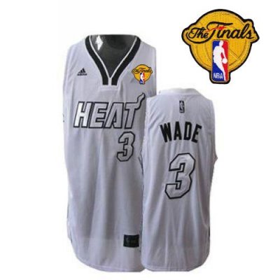 Jerseys Factory Cheap Heat Finals Patch #3 Dwyane Wade Silver No