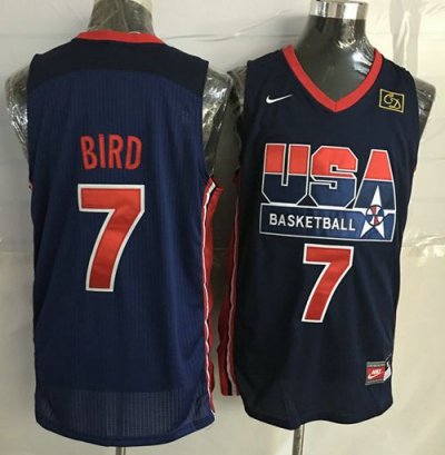 Jerseys Factory Cheap Team USA #7 Larry Bird Dark Blue 2012 USA
