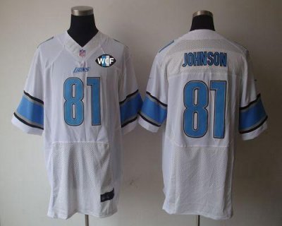 Jerseys Factory Cheap Nike Lions #81 Calvin Johnson White With W